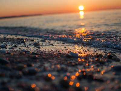 pebbles, sunset, морские пейзажи, гальку, sand, боке, закат, sea shorelines, песок, bokeh, море береговой линии, seascapes