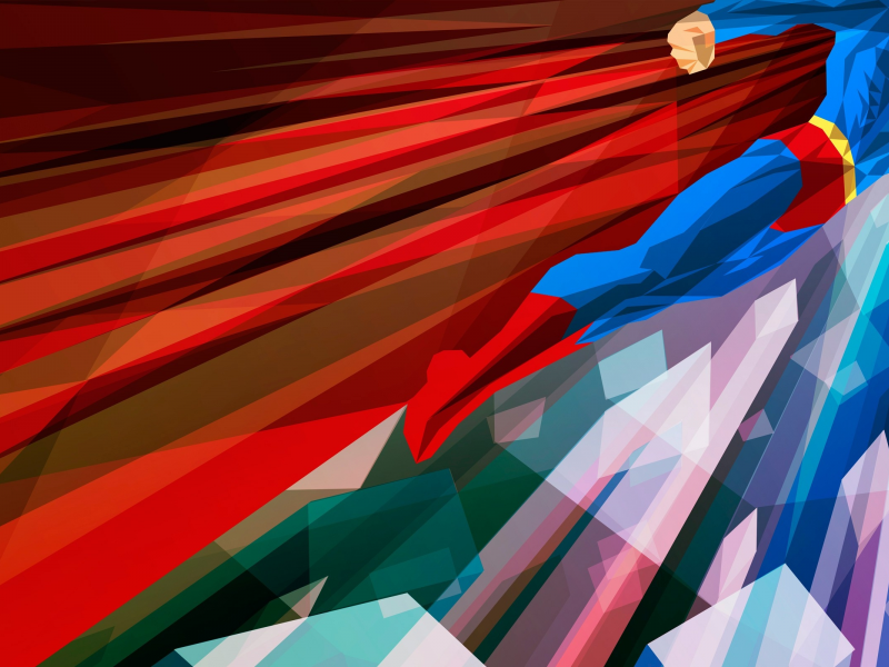 superheroes, capes, geometric shapes, DC Comics, flying, Liam Brazier, Superman, , artwork