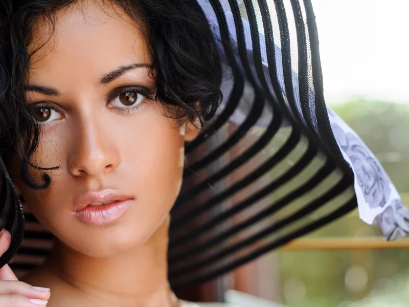 eyes, глаза, women, faces, brown eyes, Pammie Lee, brunettes, close-up, брюнетки, Pammie Ли, лица, крупный план, шляпы, hats, карие глаза, женщины