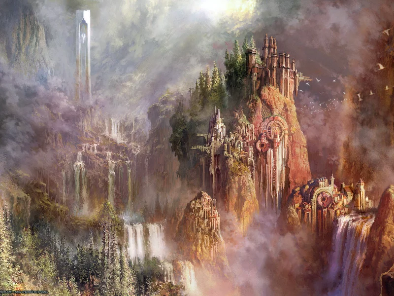 aion, пейзаж, горы, водопад