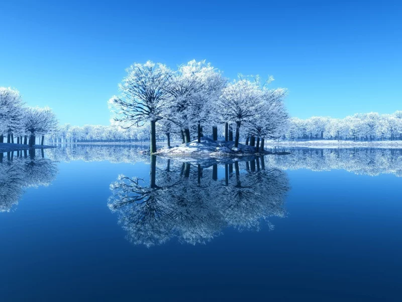 nature, trees, sea, reflections, landscapes, skies, snow, 