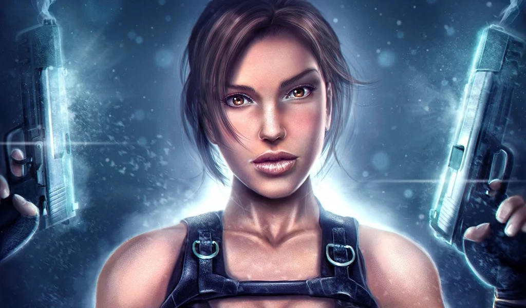  tomb raider, пистолеты, оружие, lara croft, Арт, девушка