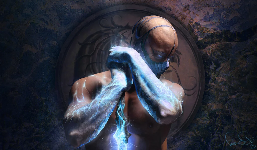 оружие, маска, mortal kombat, трещины, Sub-zero, мужчина