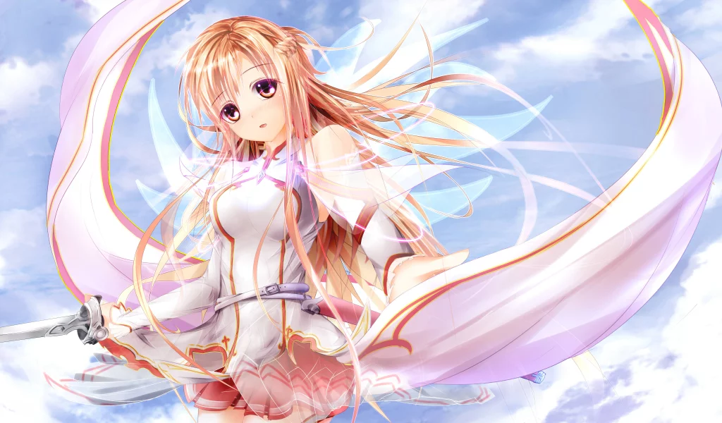 Sword art online, yuuki asuna, девушка, одежда, светлые, волосы