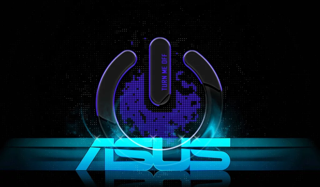 turn me off, logo, Asus, tech, hi-tech, blue, brand