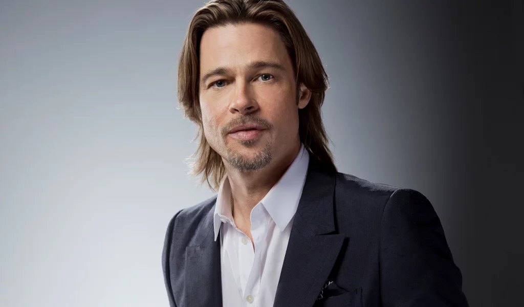актер, брэд питт, Brad pitt, серый фон, продюсер, мужчина