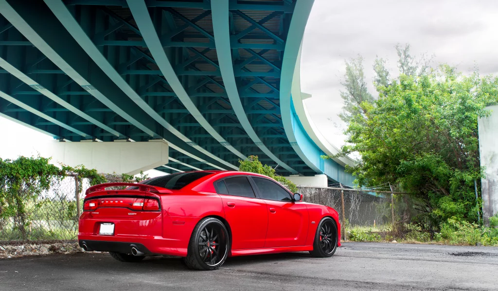 машины, тюнинг, мост, авто, деревья, charger, Dodge, srt8