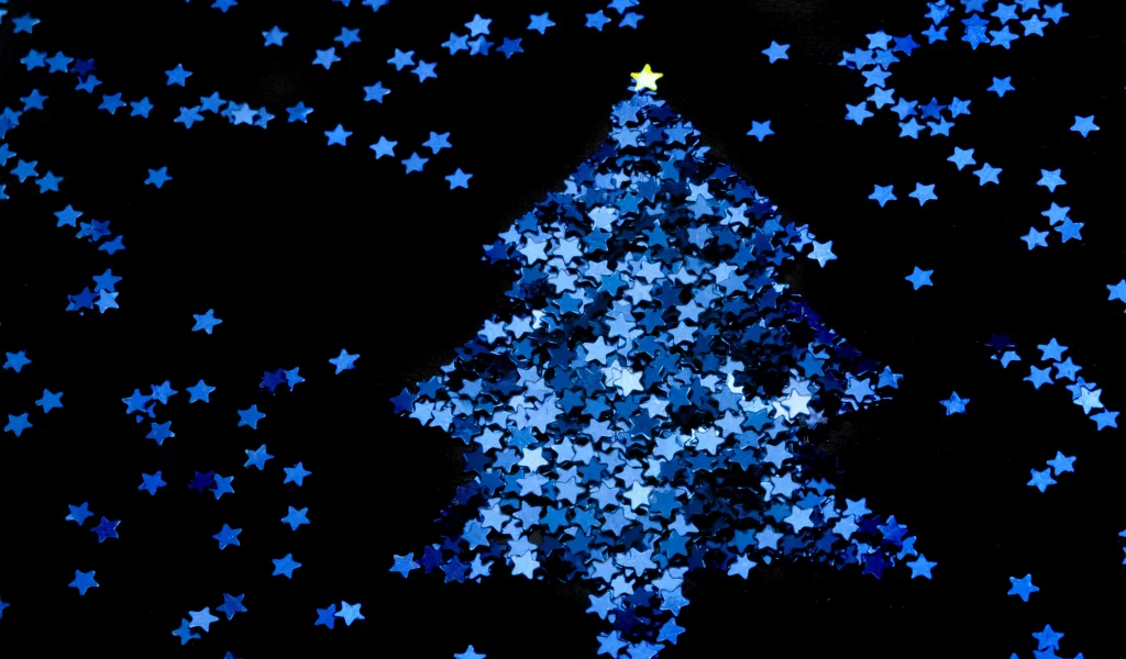 christmas, рождество, синий, праздник, New year, ёлка, новый год