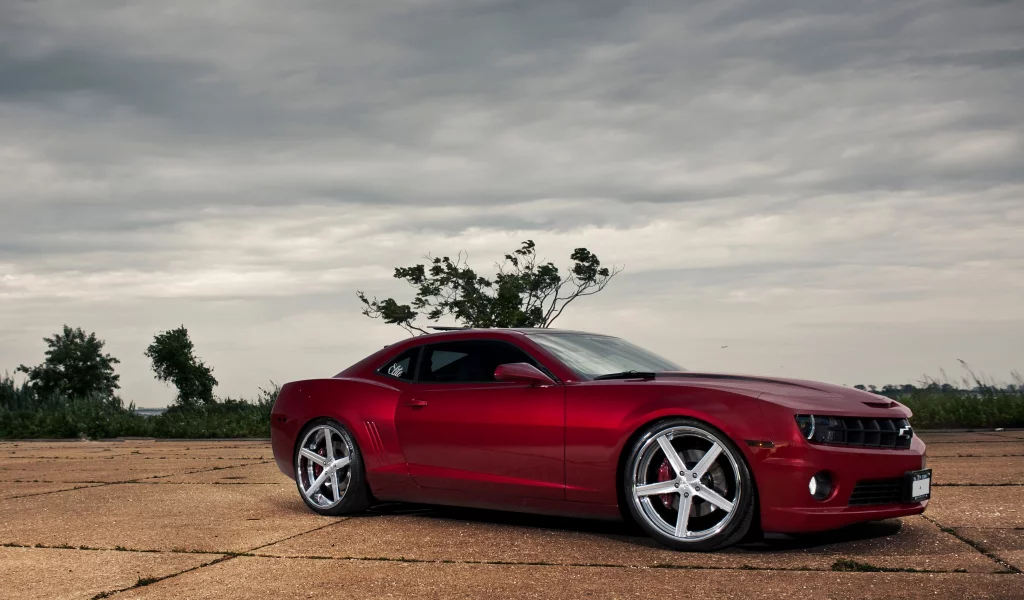 камаро сс, красный, camaro ss, вид сбоку, шевроле, red, Chevrolet