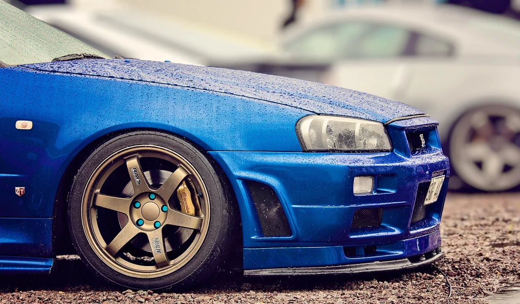 skyline, gt-r, синий, тюнинг, ниссан, r34, Nissan