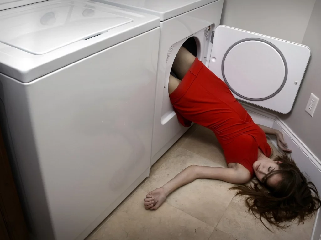 девушка, ситуация, Washing machine