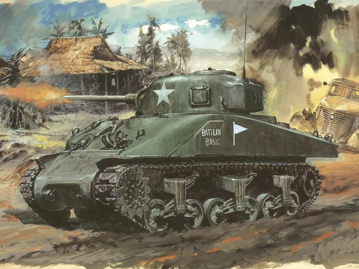m4a1, танк, Арт, карандашами, sherman, мазками, рисунок