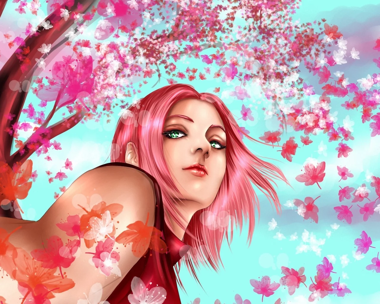 девушка, haruno sakura, naruto, hisokakakashi, розовые волосы, Арт