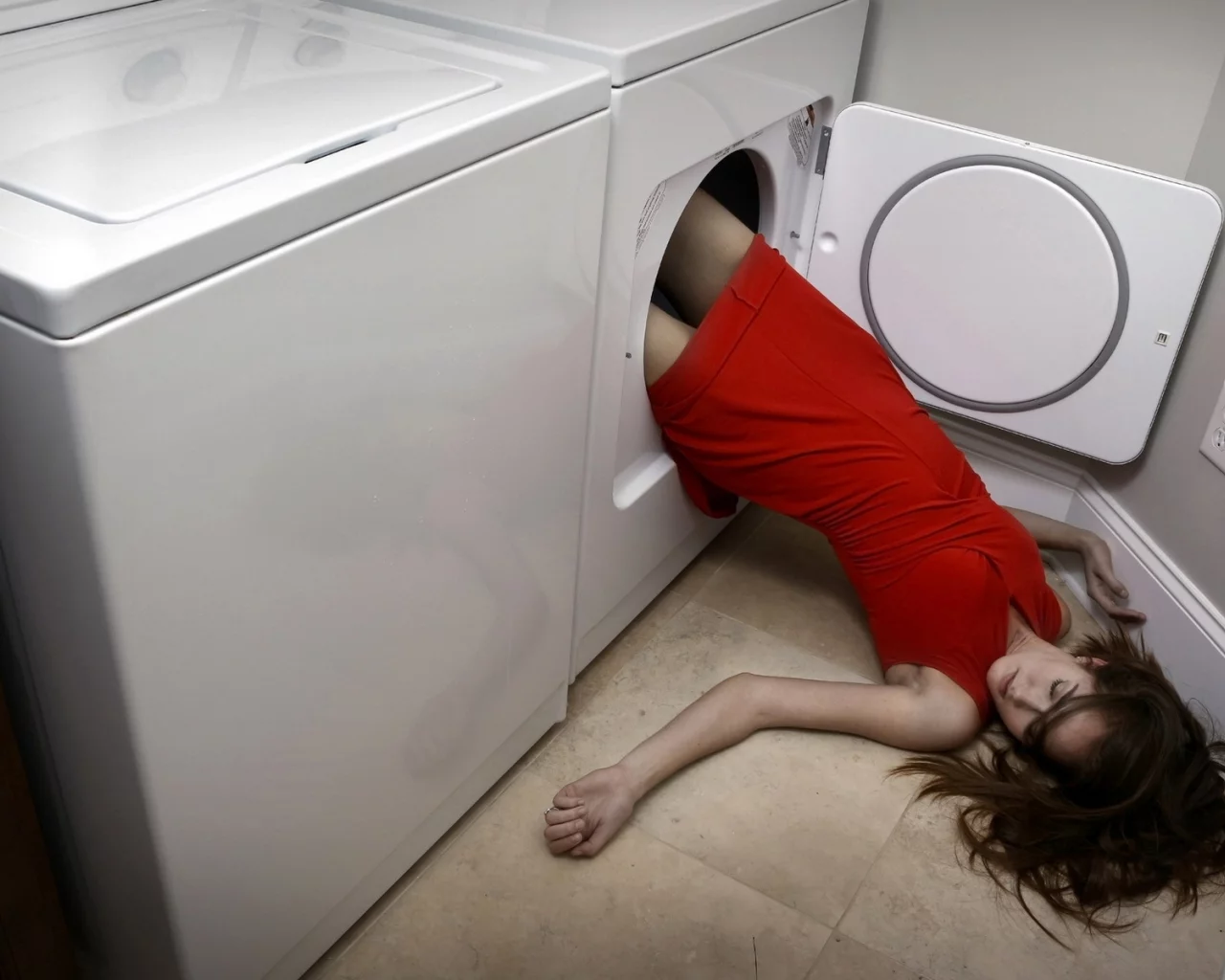 девушка, ситуация, Washing machine