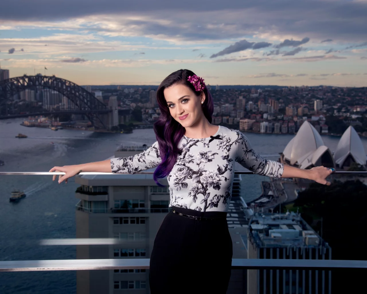 певица, кэти перри, улыбка, фиолетовые, Katy perry, , город