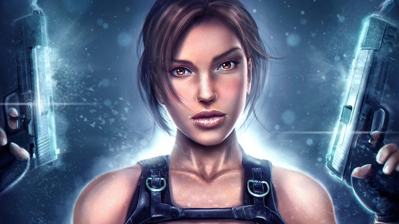  tomb raider, пистолеты, оружие, lara croft, Арт, девушка