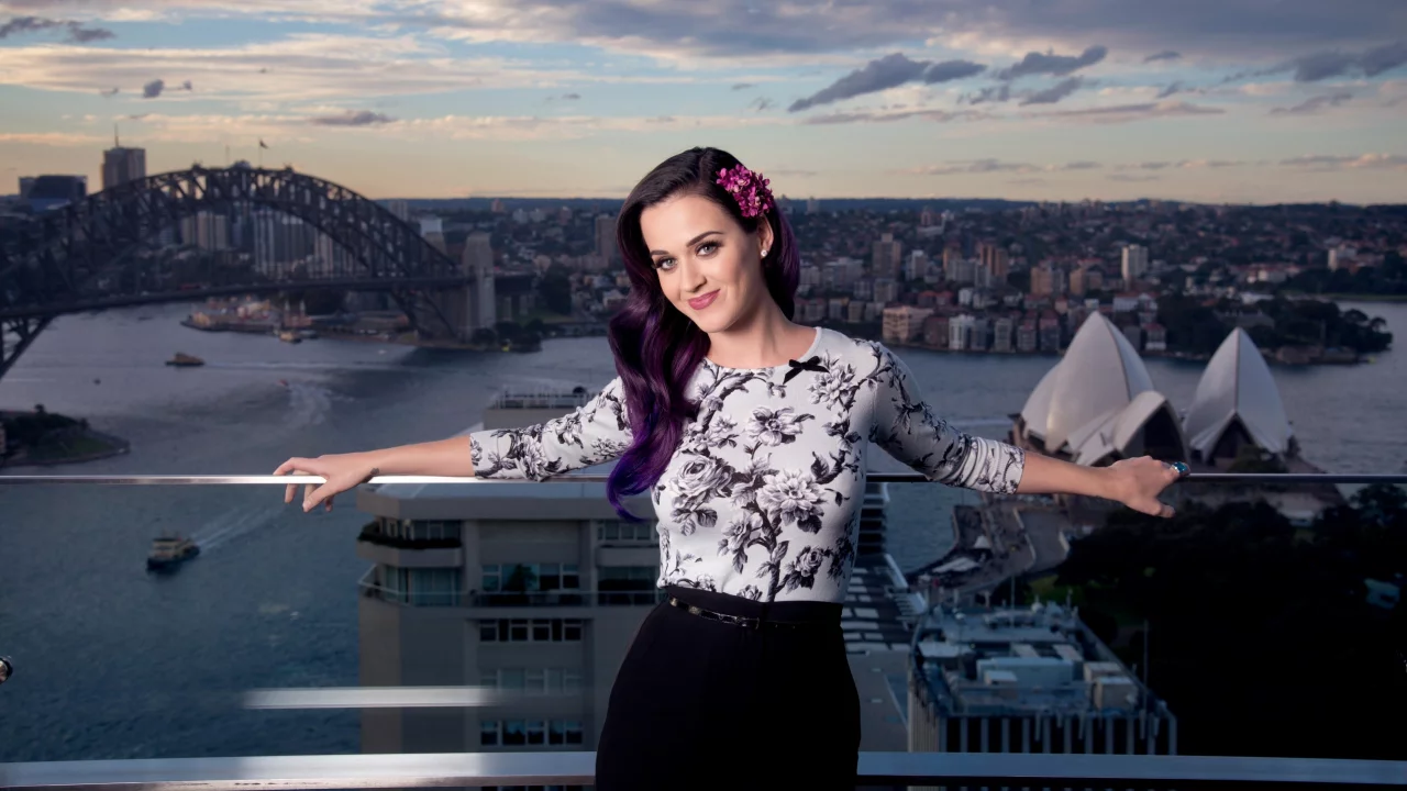 певица, кэти перри, улыбка, фиолетовые, Katy perry, , город