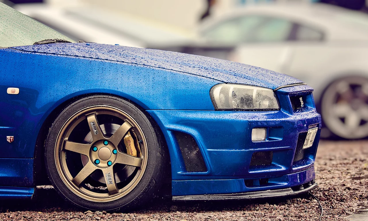skyline, gt-r, синий, тюнинг, ниссан, r34, Nissan