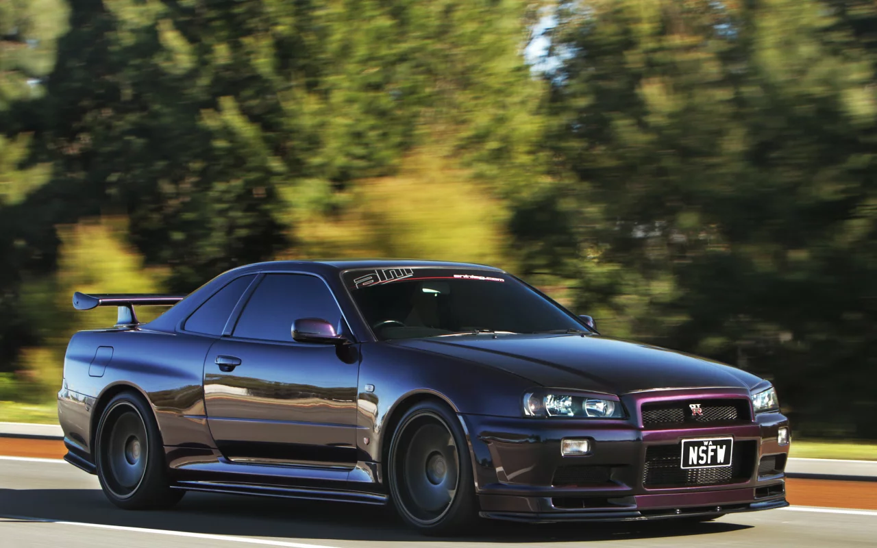 ниссан, скайлайн, r34, skyline, скорость, Nissan, front, gt-r