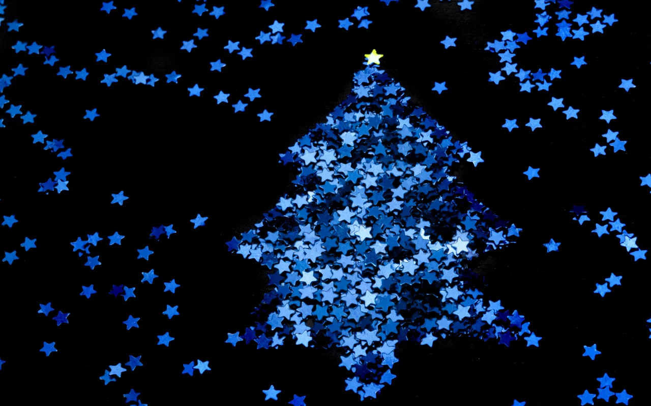 christmas, рождество, синий, праздник, New year, ёлка, новый год
