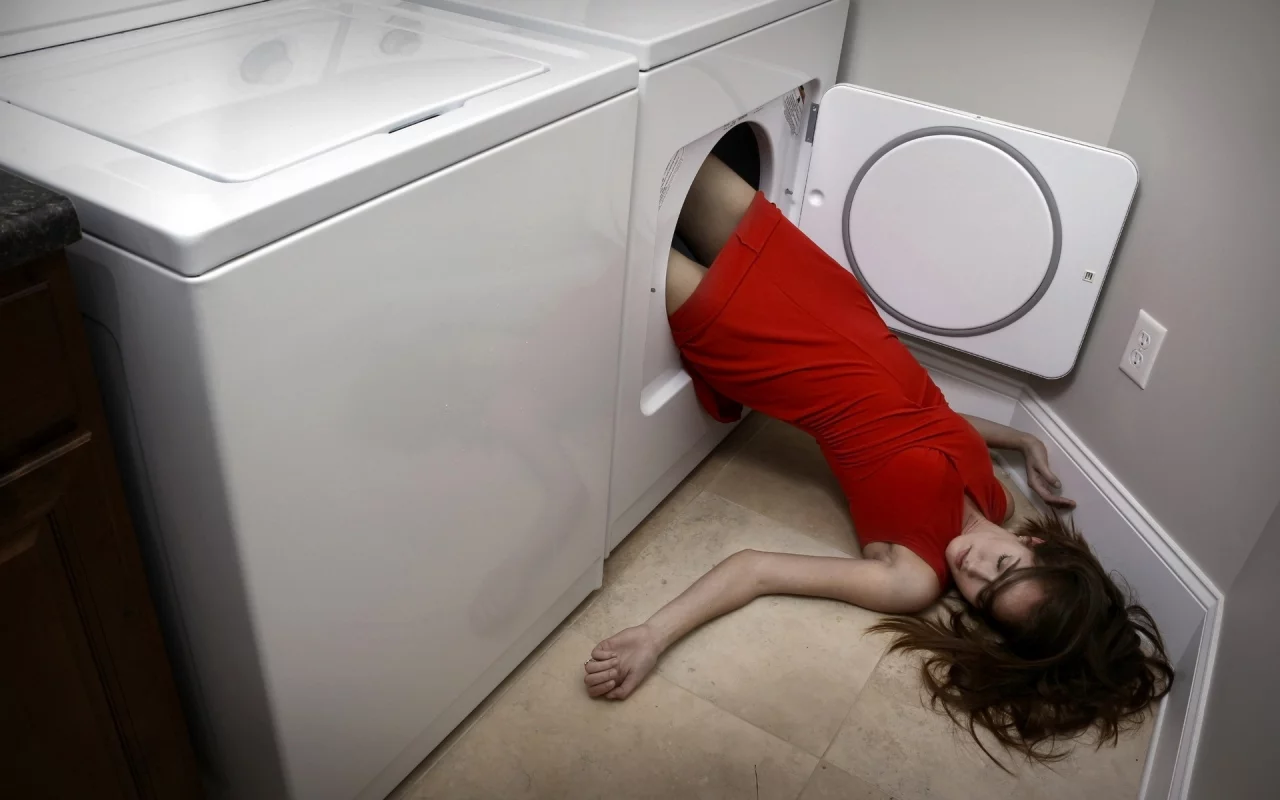девушка, ситуация, Washing machine