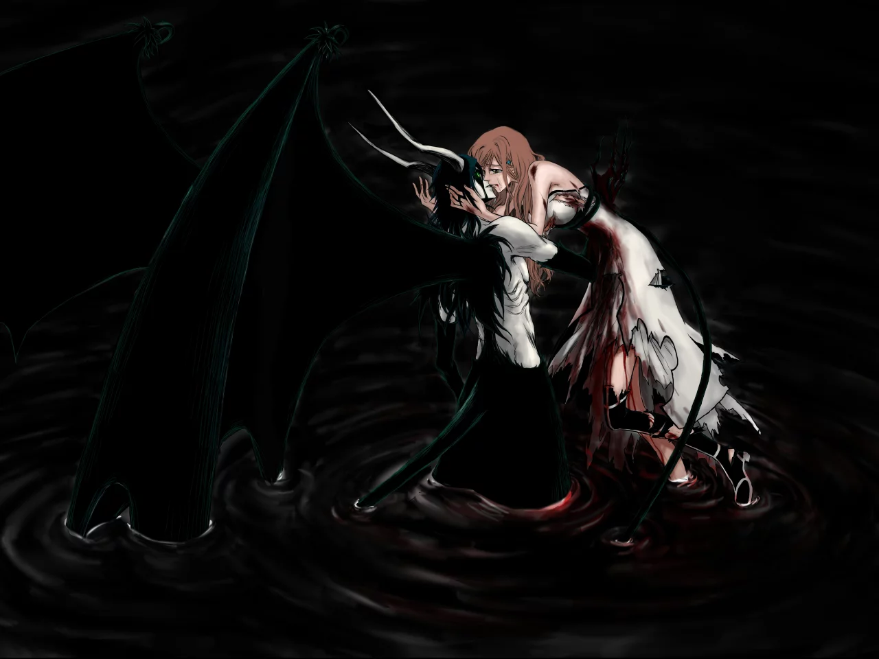 inoue orihime, Bleach, ulquiorra, иноуэ орихиме, улькиорра, блич, dark