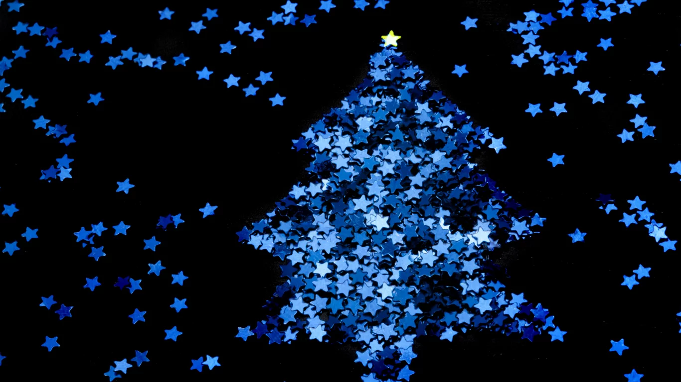 christmas, рождество, синий, праздник, New year, ёлка, новый год