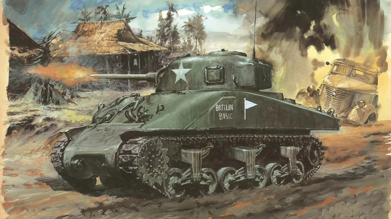 m4a1, танк, Арт, карандашами, sherman, мазками, рисунок