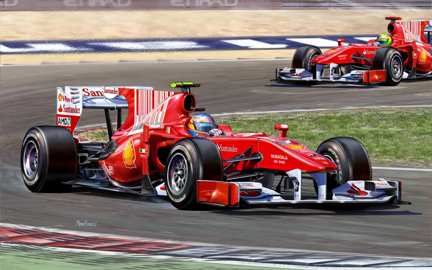 болид, Рисунок, ferrari, michal reinis, гоночный автомобиль, f10