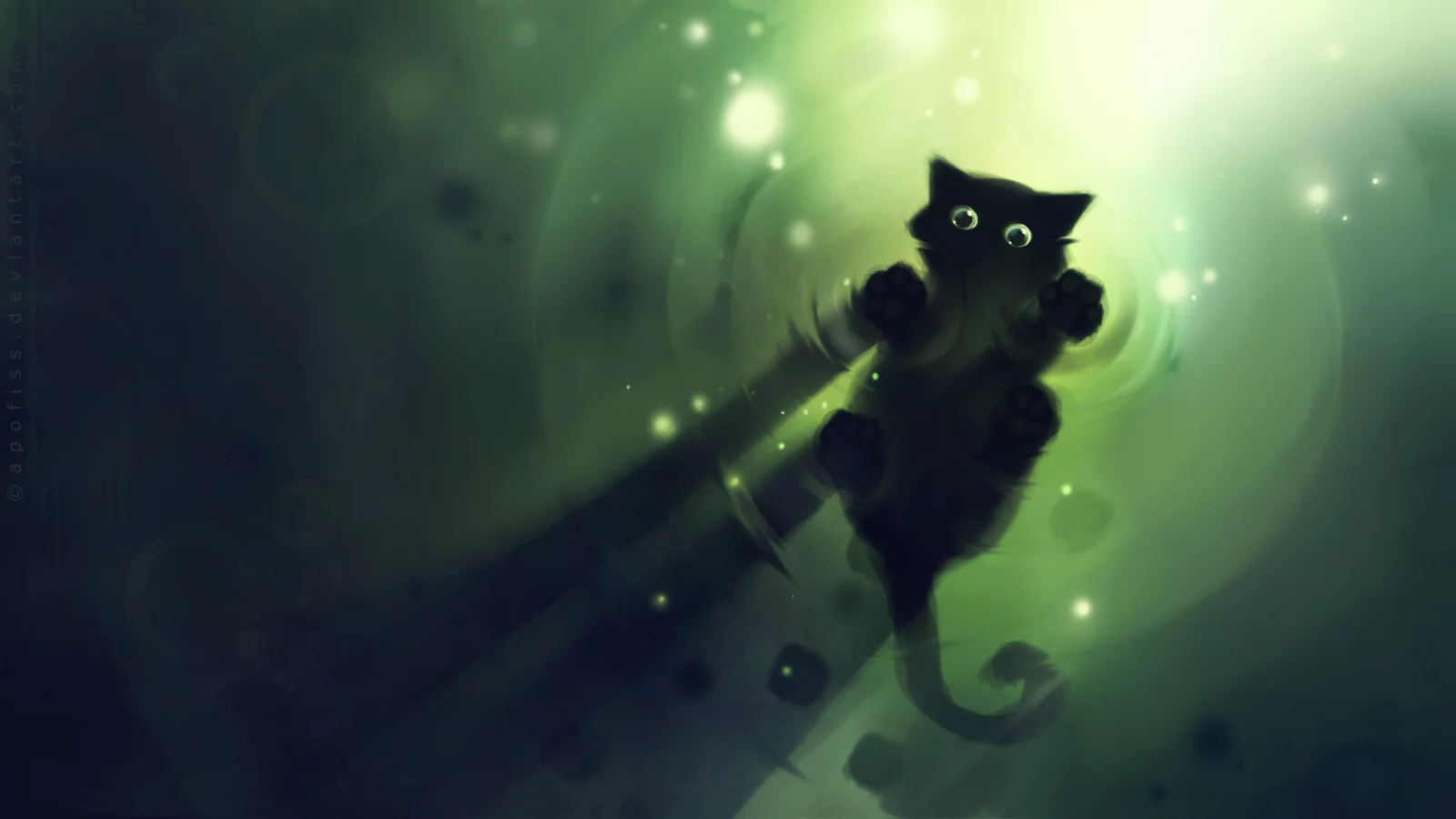 kittens, abstract, green, DeviantART, простые, кошки, Apofiss, artwork, произведения искусства, simple, cats, зеленые, абстрактные, котята