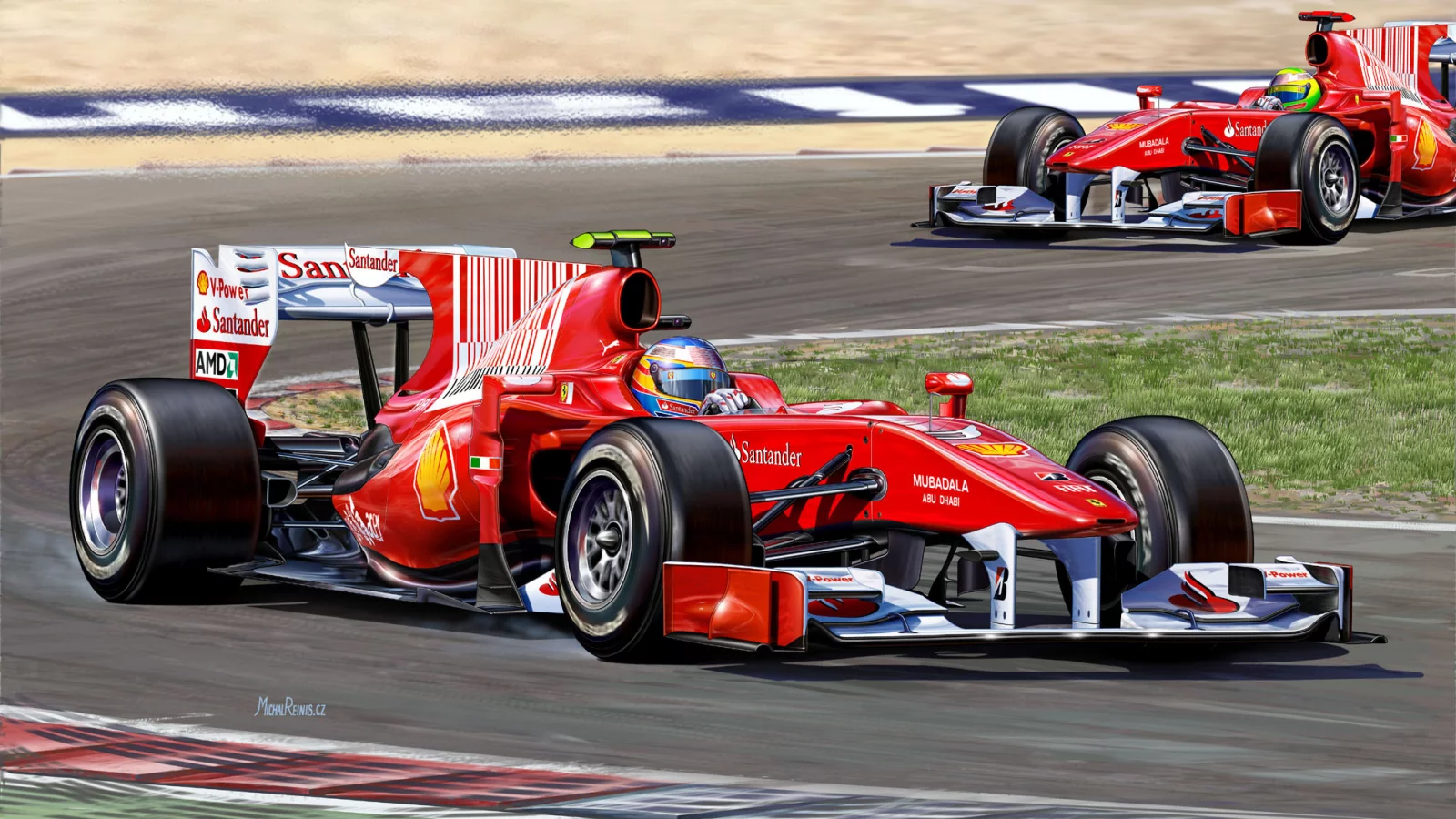 болид, Рисунок, ferrari, michal reinis, гоночный автомобиль, f10