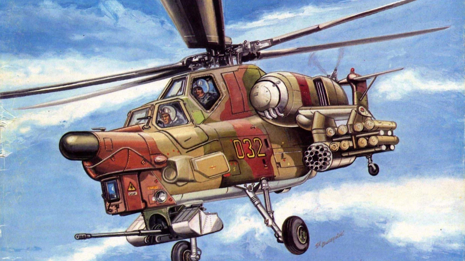 вертолет, ударный, Арт, ми-28, вертолет, российский