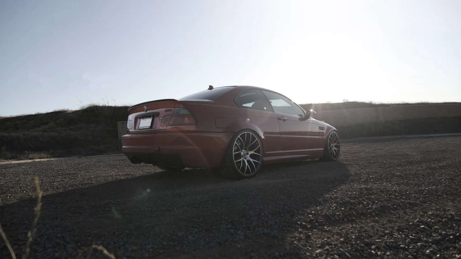 гравий, тень, диски, красный, m3, e46, бмв, Bmw, red, вид сзади