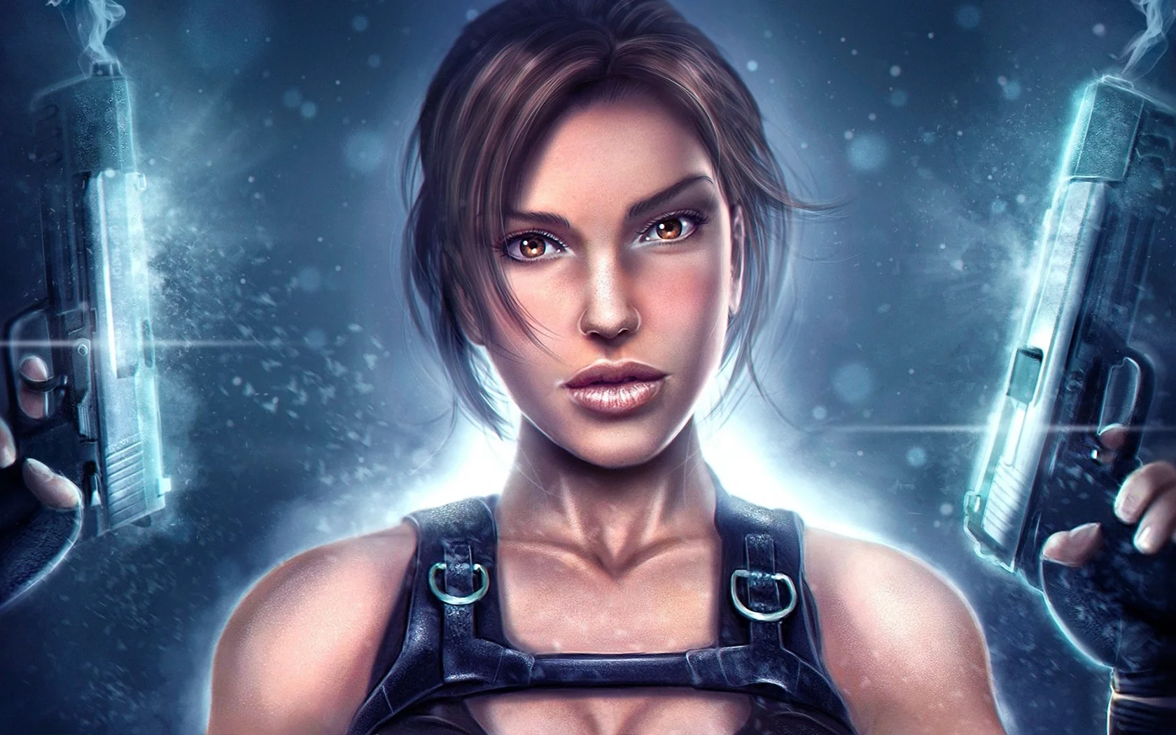  tomb raider, пистолеты, оружие, lara croft, Арт, девушка