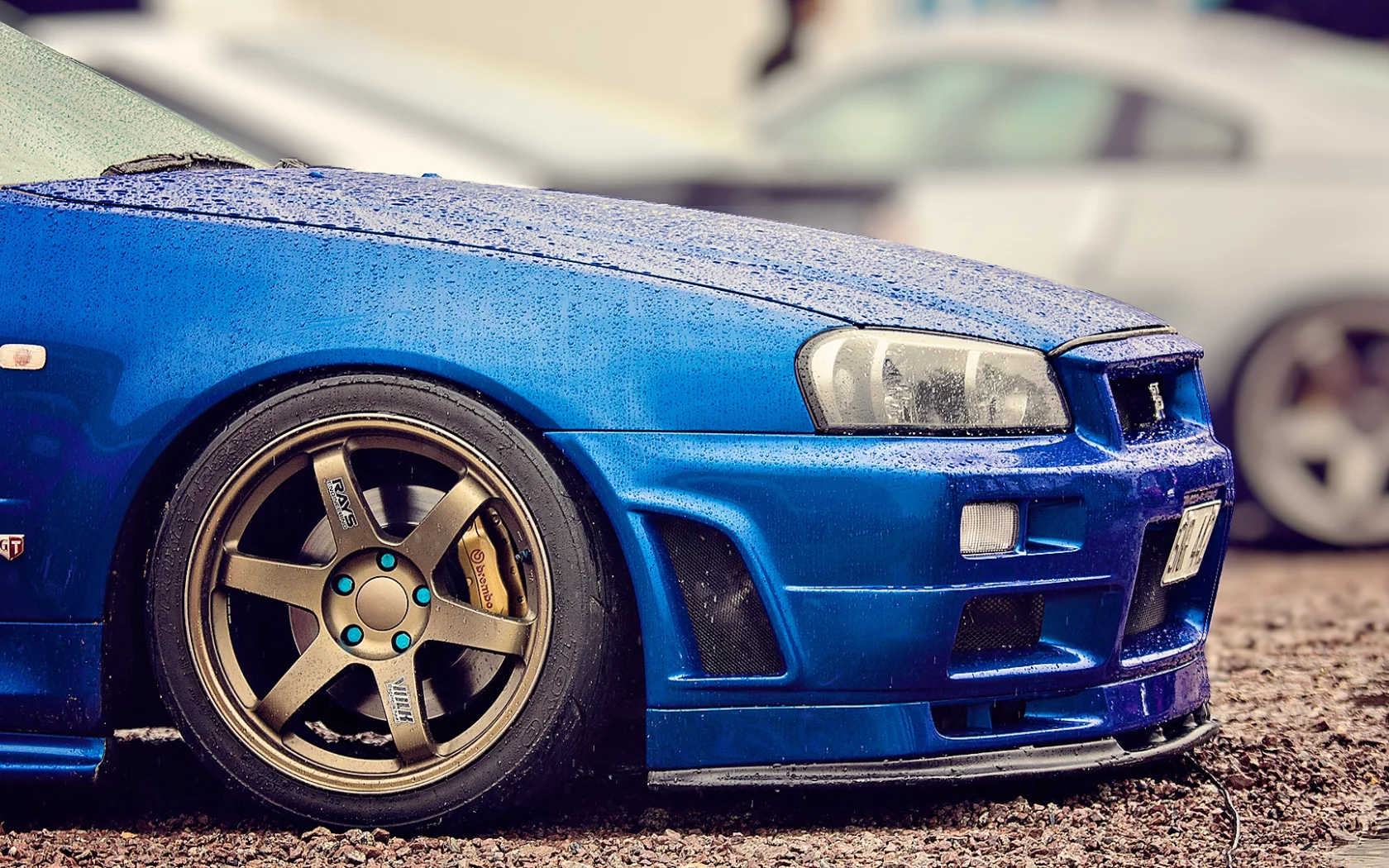 skyline, gt-r, синий, тюнинг, ниссан, r34, Nissan