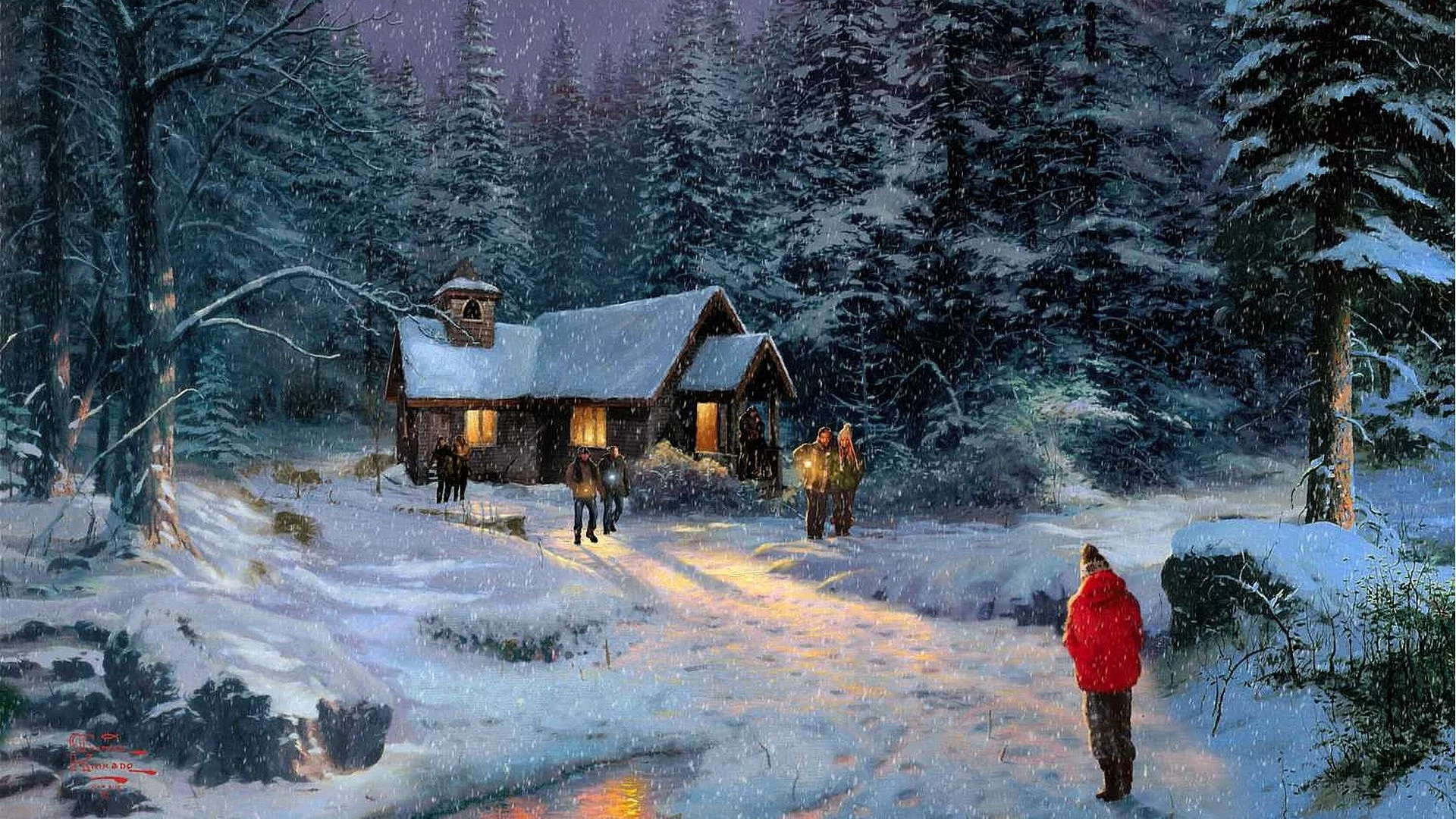 живопись, кинкейд, Thomas kinkade, christmas miracle, красивая
