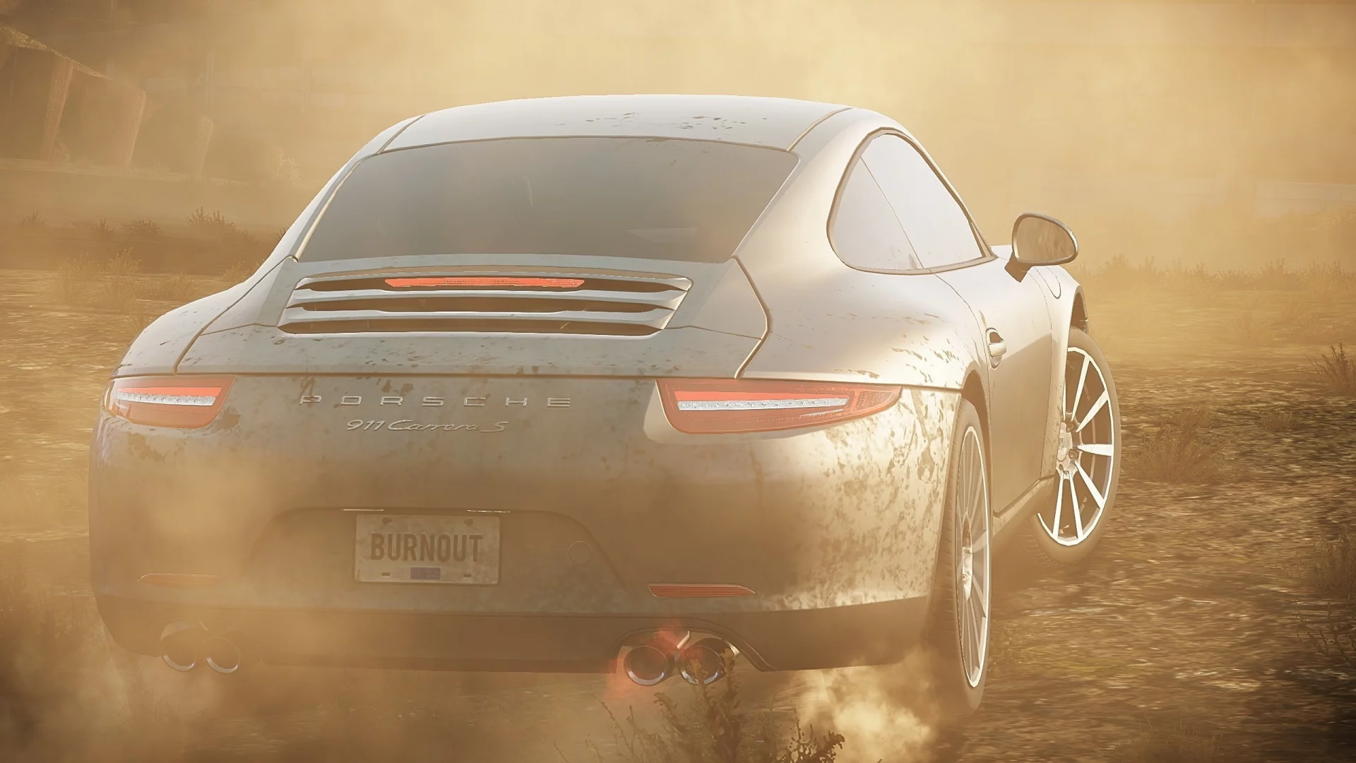 пыль, гонка, porsche 911, дым, Need for speed most wanted 2012
