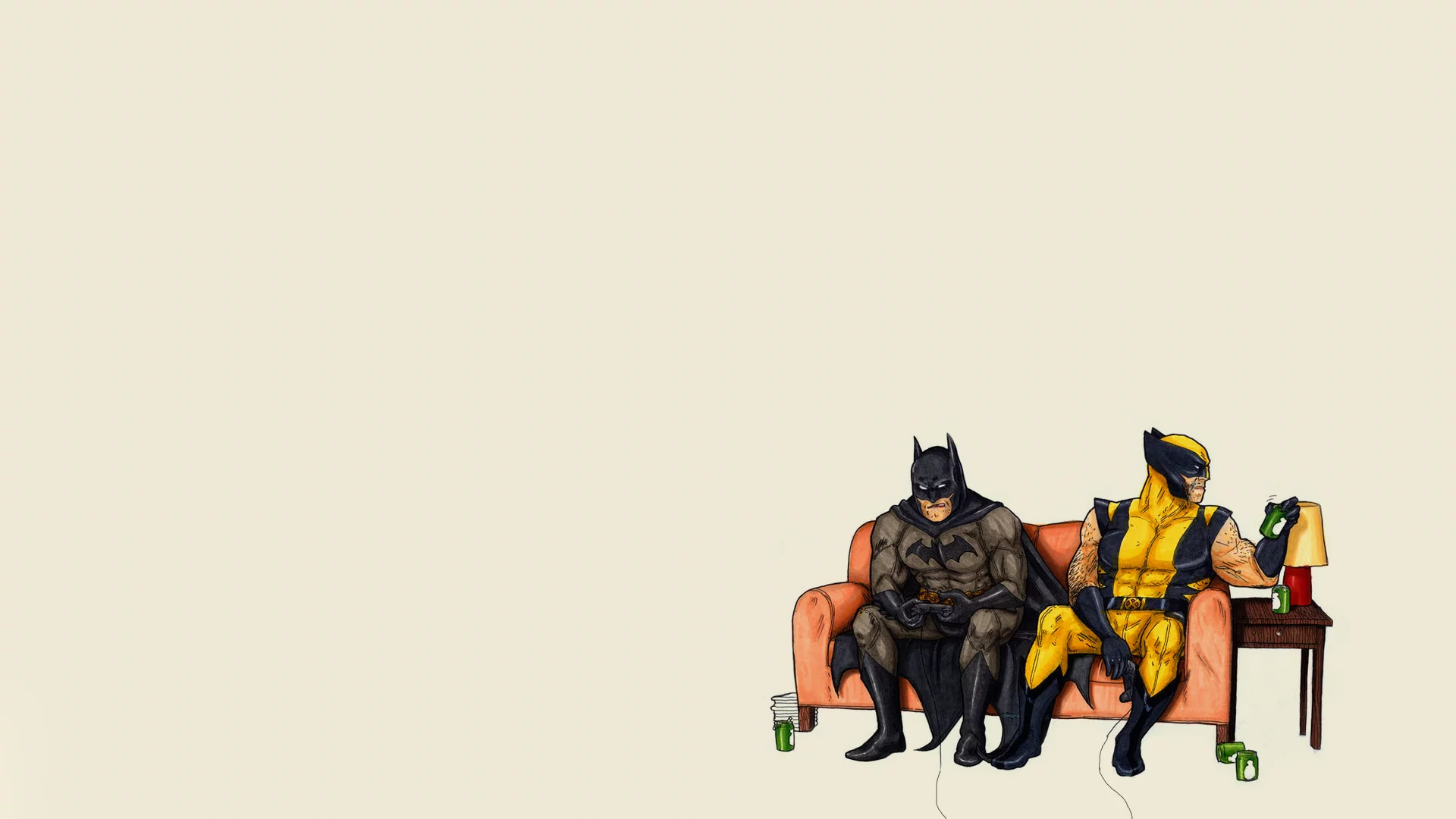 Бэтмен, wolverine, диван, росомаха, минимализм, batman, комикс