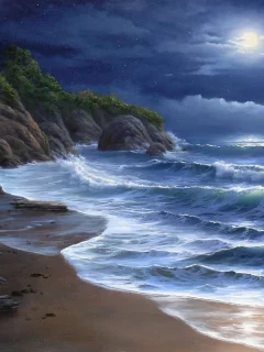 костер, Море, ночь