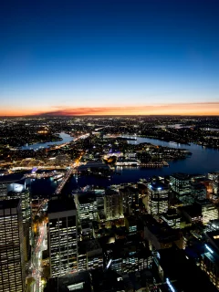 горизонт, Sydney, австралия, город, небо, закат, сидней