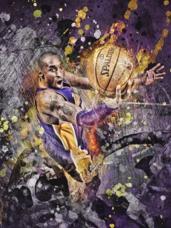 Kobe bryant, spalding, мяч, игрок, баскетбол, lakers, рисунок