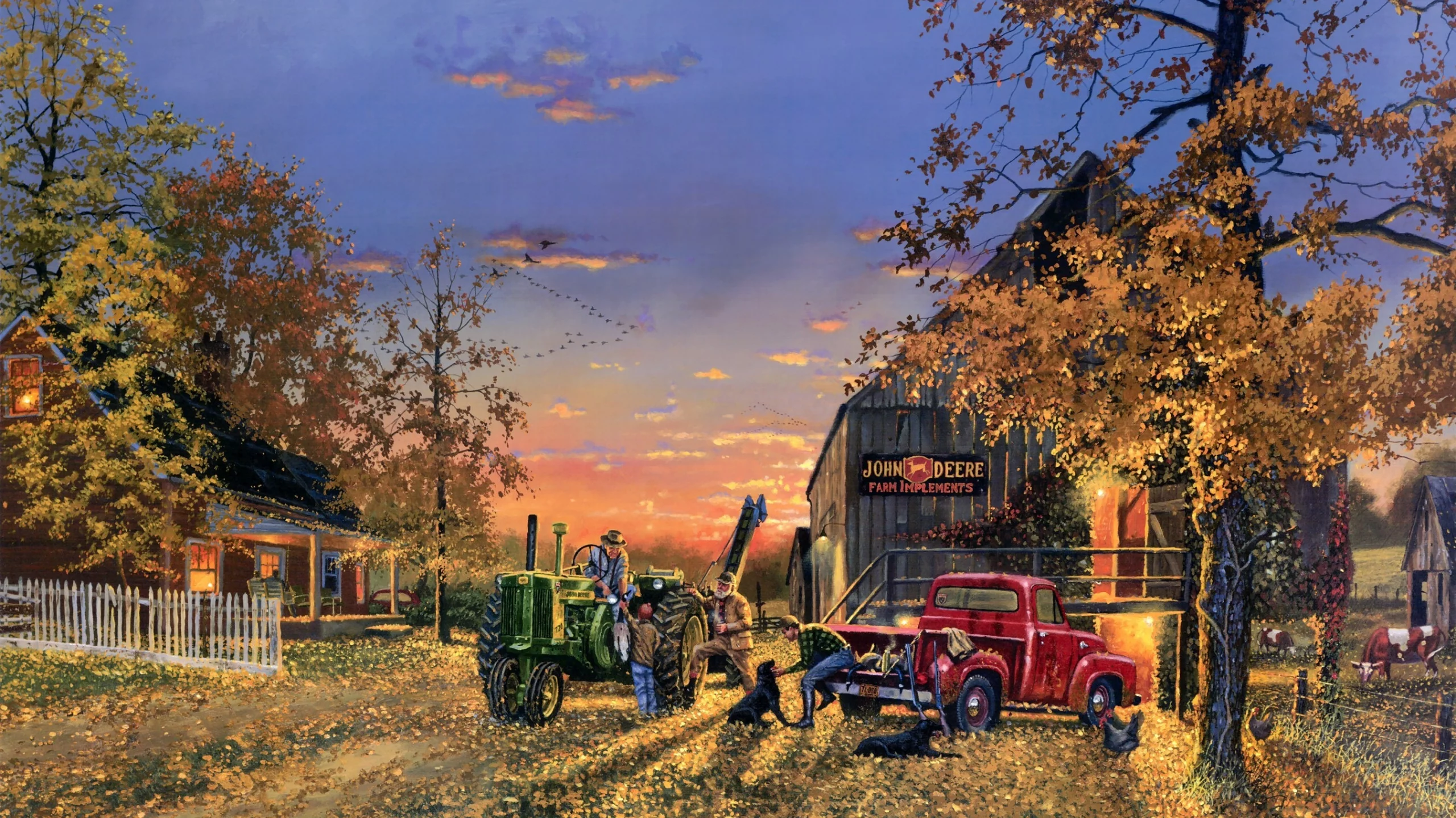 живопись, Dave barnhouse, желтые листья, a time of plenty, осень