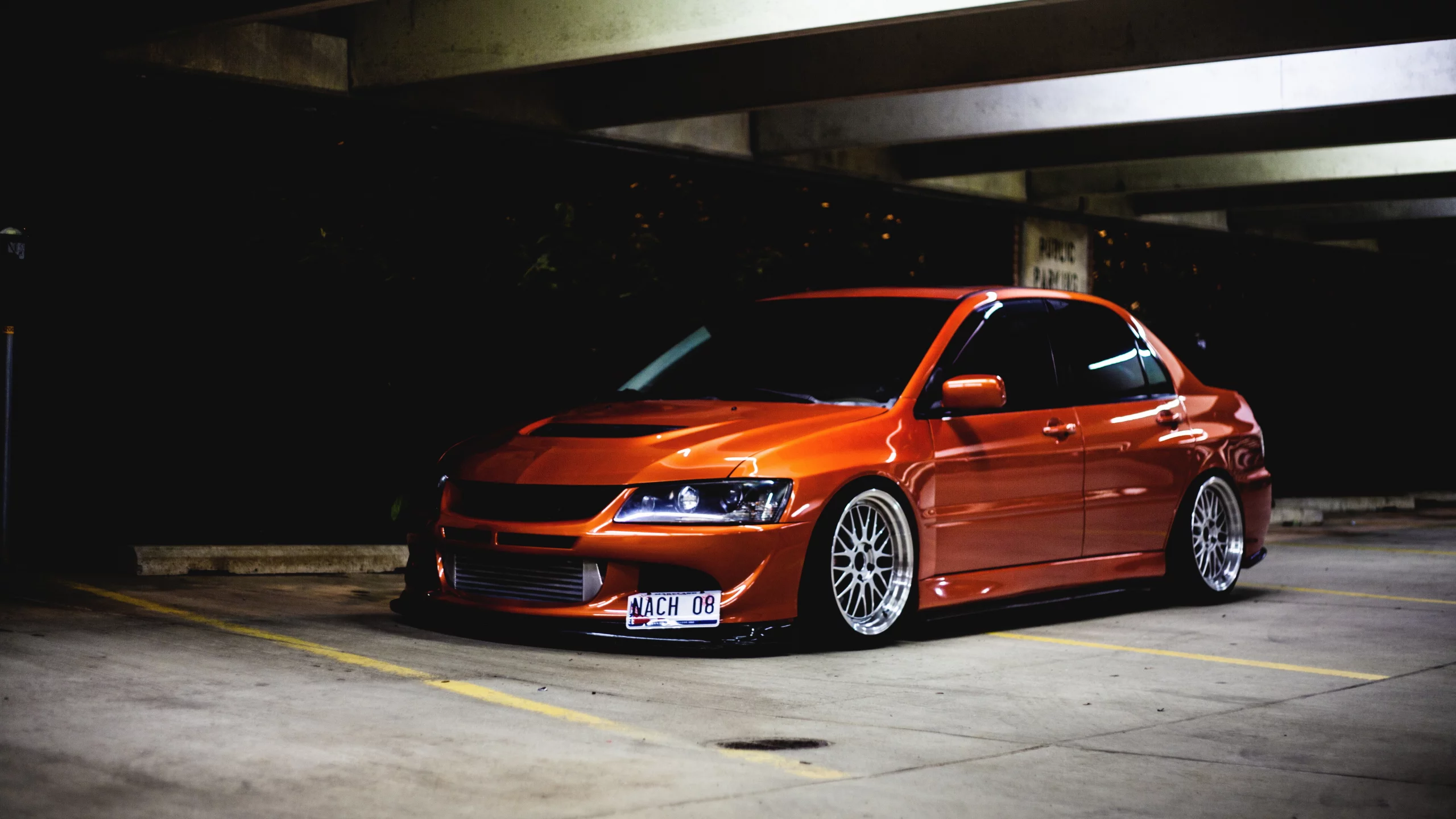 Mitshubishi, ix, low, lancer, тюнинг, evolution, evo, передок, orange
