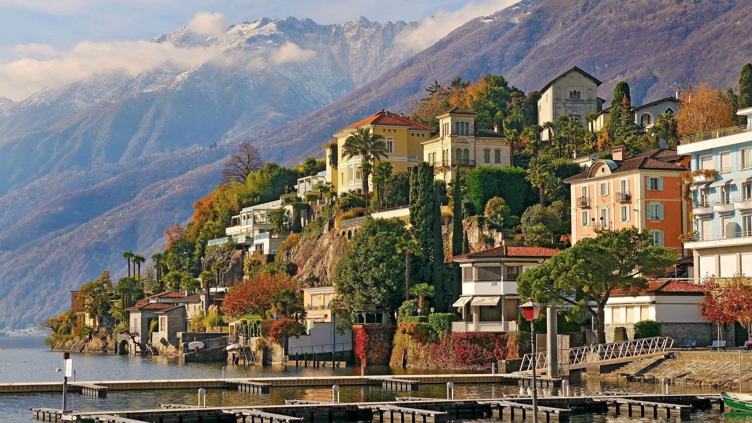 switzerland, ascona, швейцария, горы, здания, Аскона, деревья