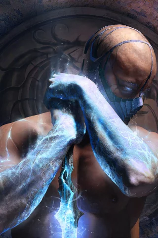 оружие, маска, mortal kombat, трещины, Sub-zero, мужчина