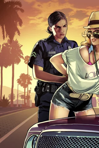 полиция, Grand theft auto v, девушка, gta 5, коп