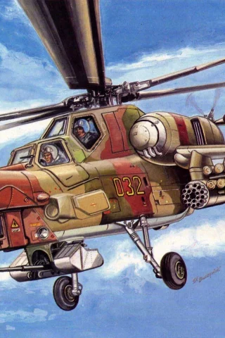 вертолет, ударный, Арт, ми-28, вертолет, российский