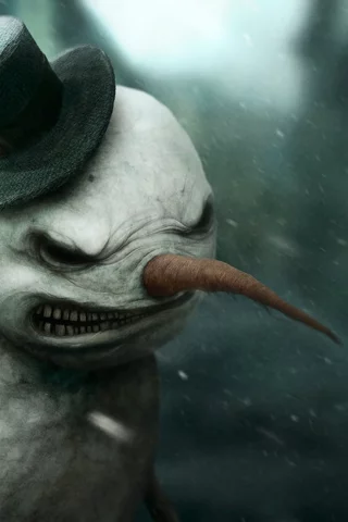 by gloom82, Snowman, dark, digital art, miscellaneous