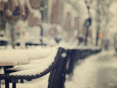 Зима, chairs, улицы, стулья, снег, winter, street, snow