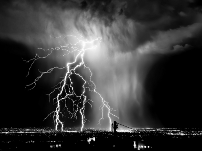 black and white, lightning, , cityscapes